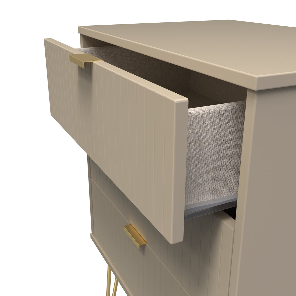 Linear 3 Drawer Midi Chest with Gold Hairpin Legs - Welcome Furniture