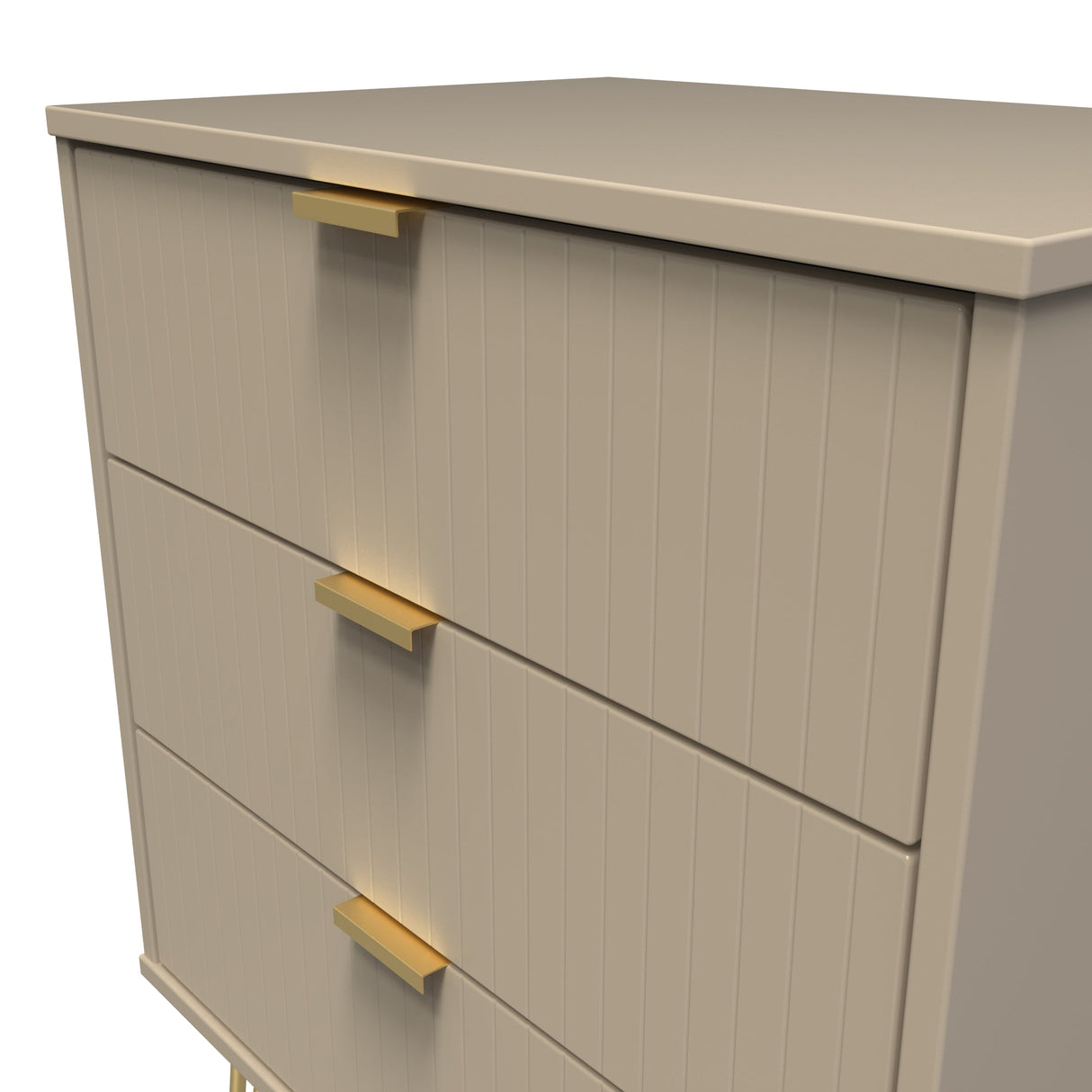 Linear 3 Drawer Midi Chest with Gold Hairpin Legs - Welcome Furniture