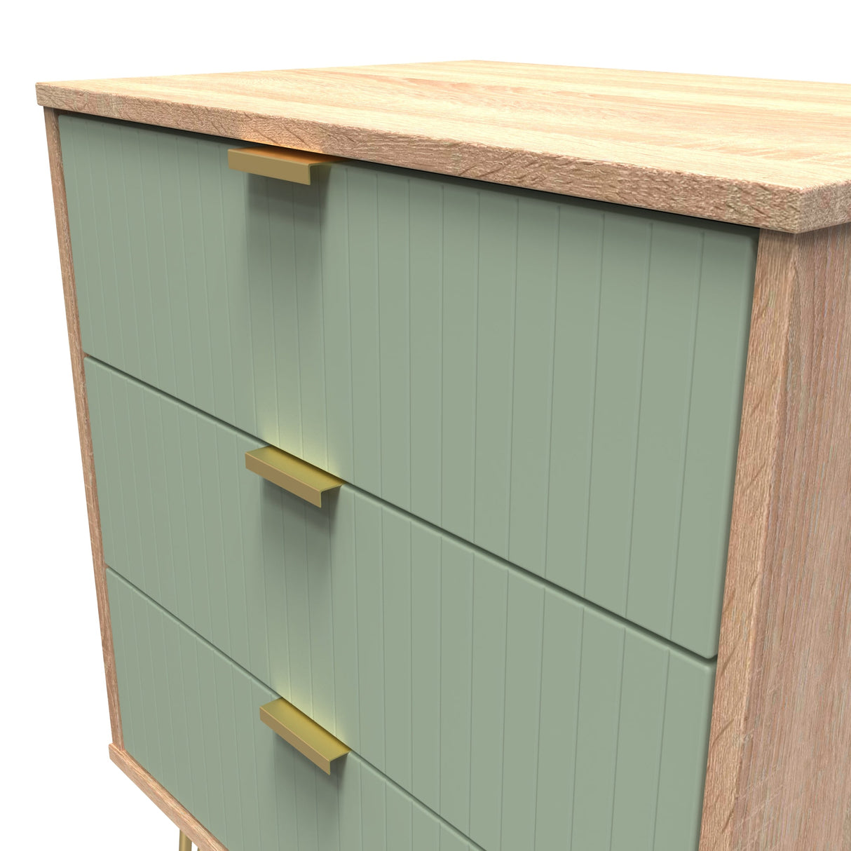Linear 3 Drawer Midi Chest with Gold Hairpin Legs - Welcome Furniture