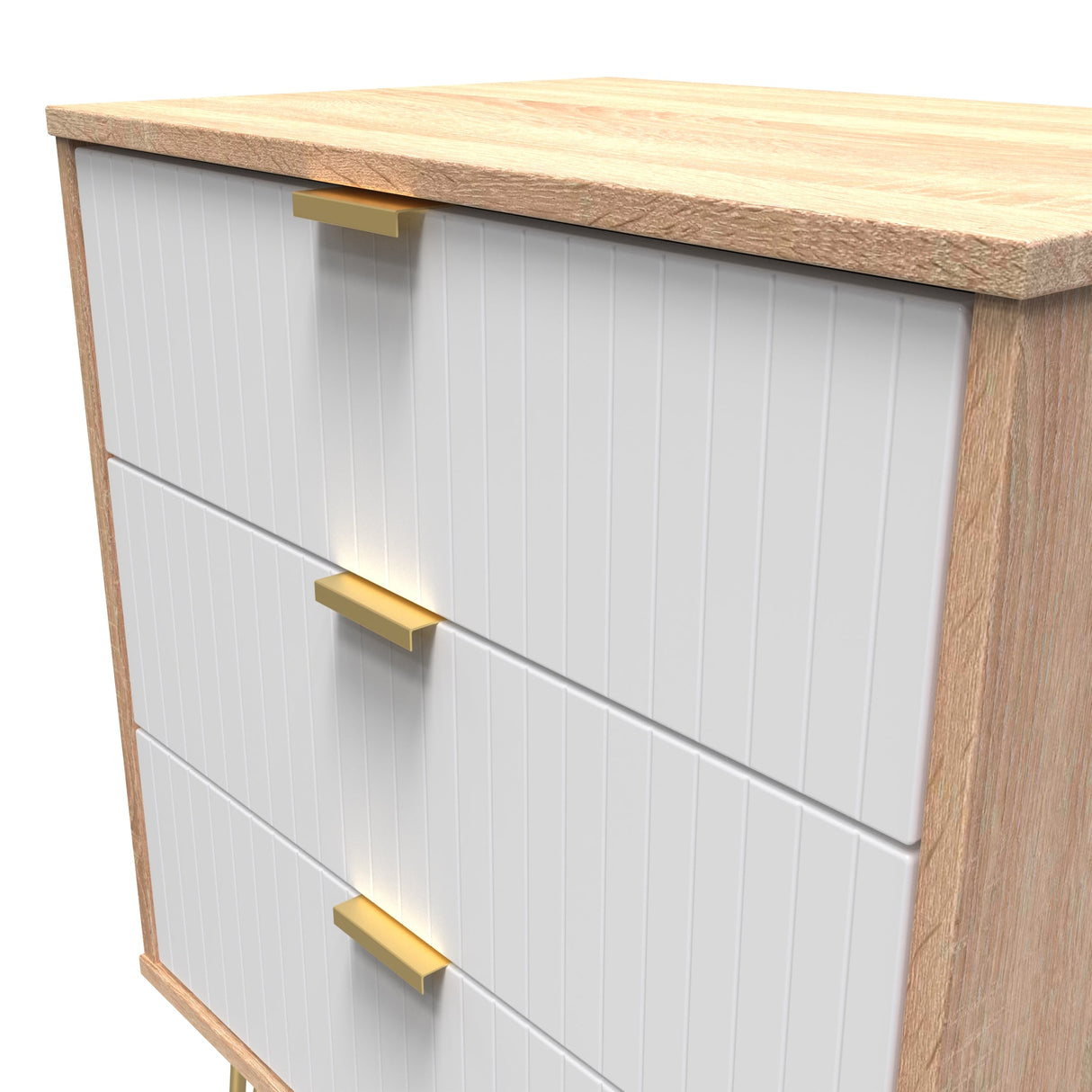 Linear 3 Drawer Midi Chest with Gold Hairpin Legs - Welcome Furniture