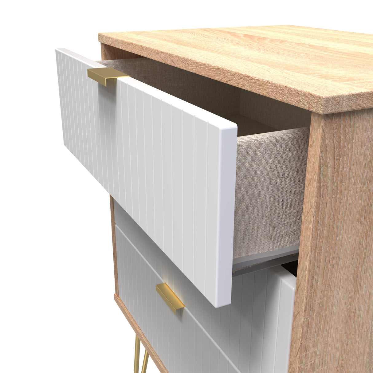 Linear 3 Drawer Midi Chest with Gold Hairpin Legs - Welcome Furniture