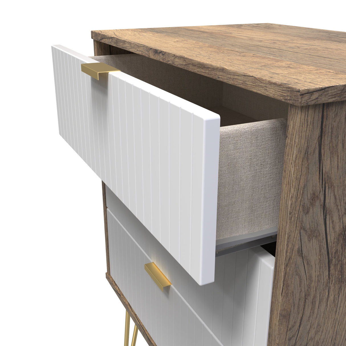 Linear 3 Drawer Midi Chest with Gold Hairpin Legs - Welcome Furniture