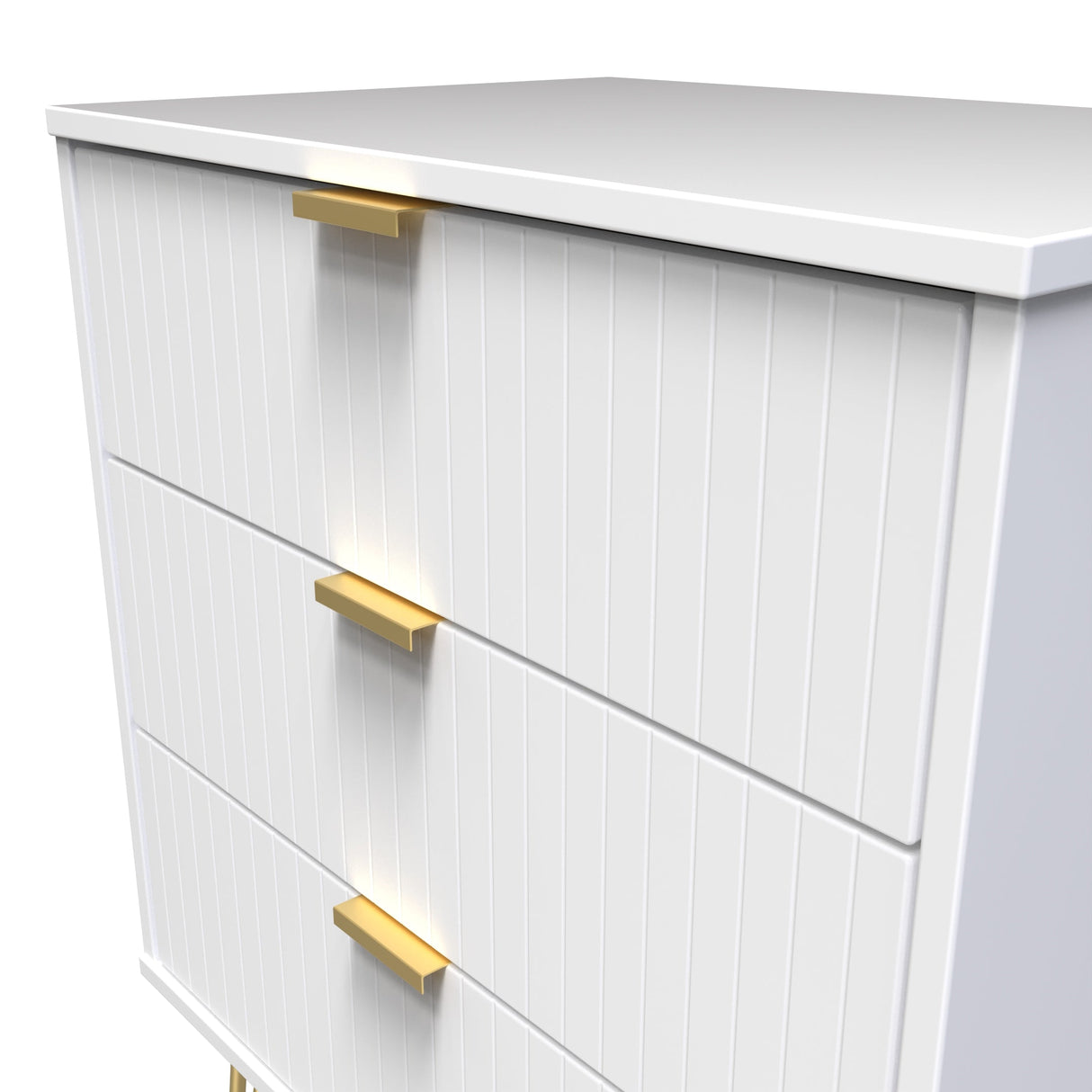 Linear 3 Drawer Midi Chest with Gold Hairpin Legs - Welcome Furniture