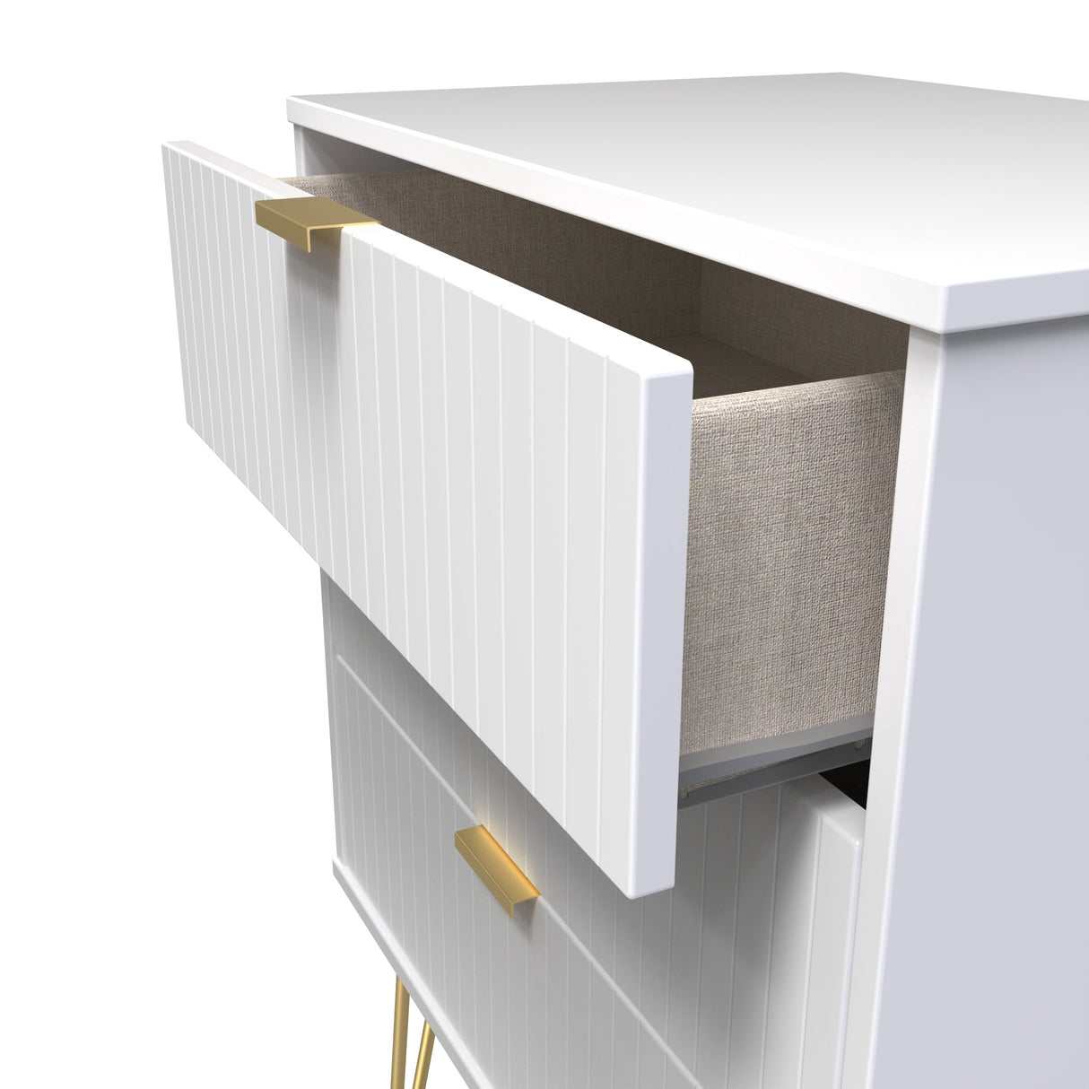 Linear 3 Drawer Midi Chest with Gold Hairpin Legs - Welcome Furniture
