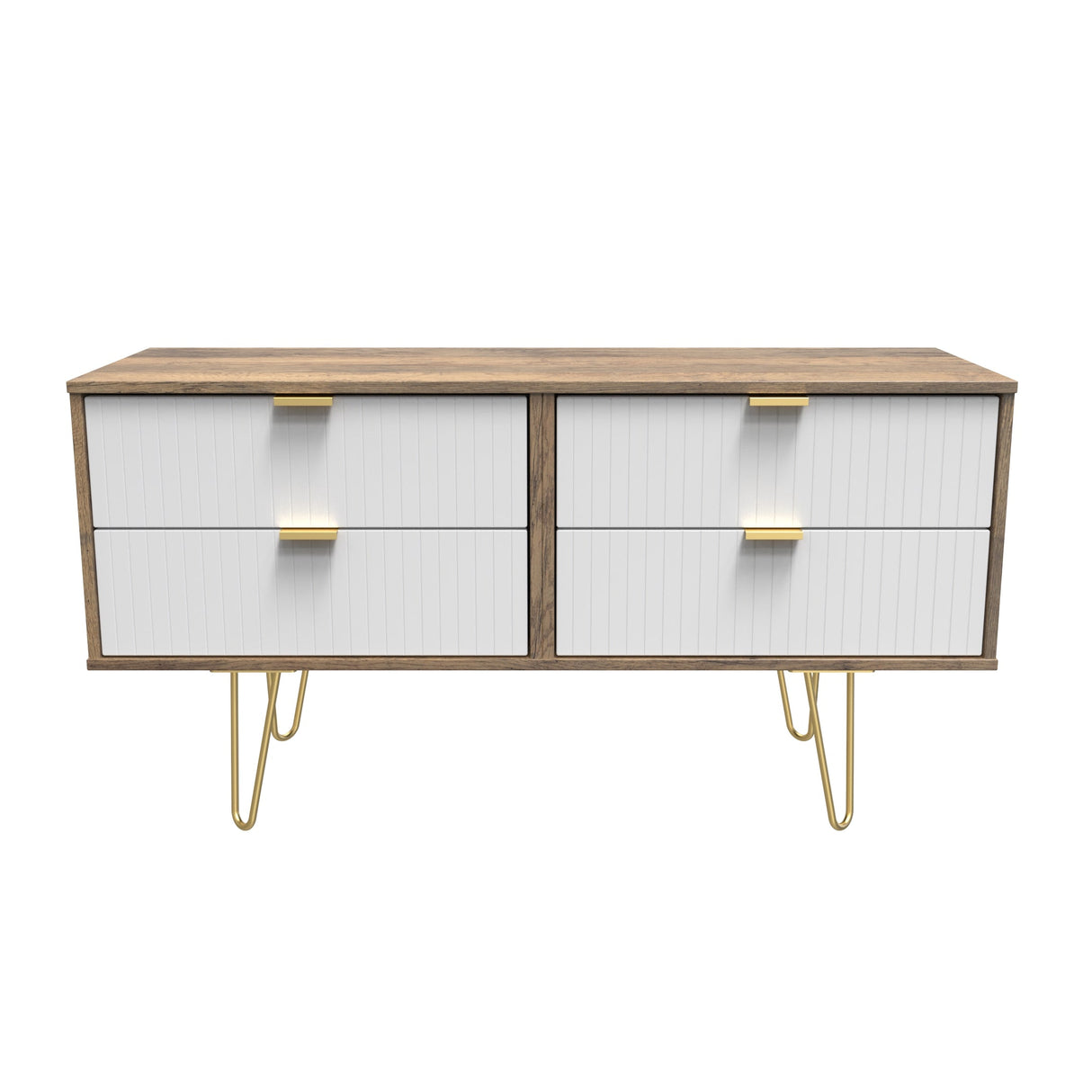 Linear 4 Drawer Bed Box with Gold Hairpin Legs - Welcome Furniture