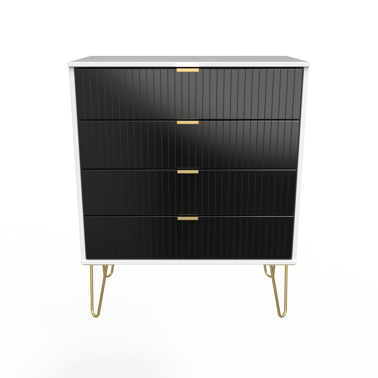 Linear 4 Drawer Chest with Gold Hairpin Legs - Welcome Furniture