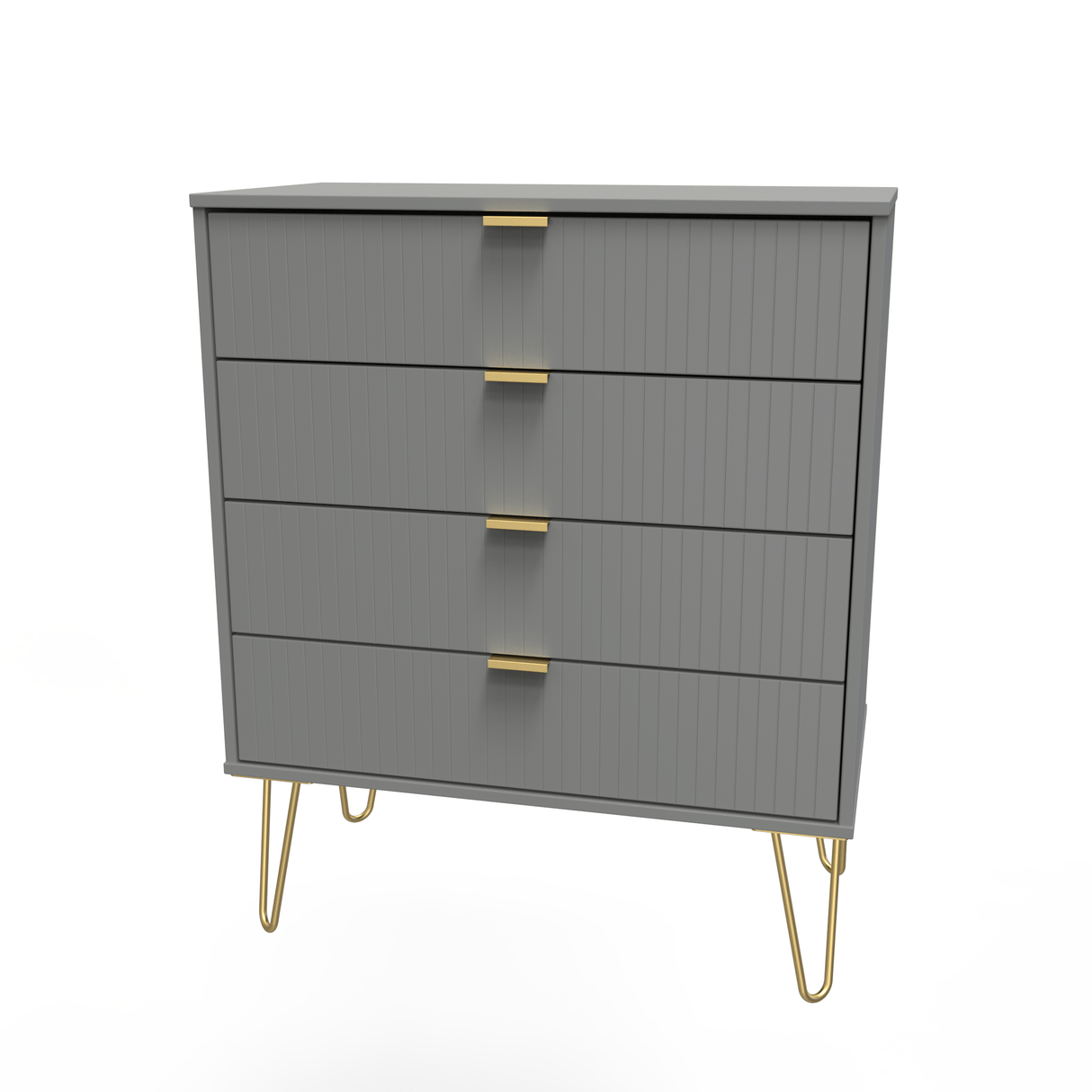 Linear 4 Drawer Chest with Gold Hairpin Legs - Welcome Furniture