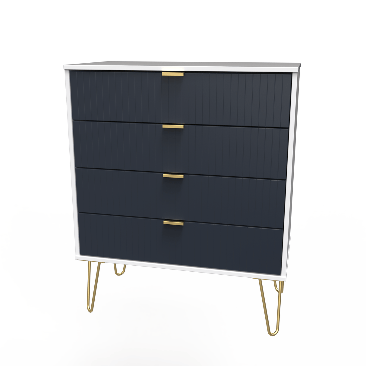 Linear 4 Drawer Chest with Gold Hairpin Legs - Welcome Furniture