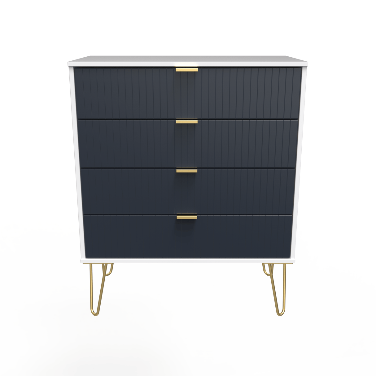Linear 4 Drawer Chest with Gold Hairpin Legs - Welcome Furniture