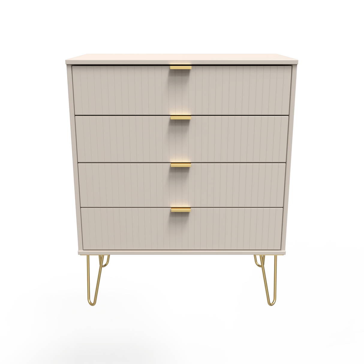 Linear 4 Drawer Chest with Gold Hairpin Legs - Welcome Furniture