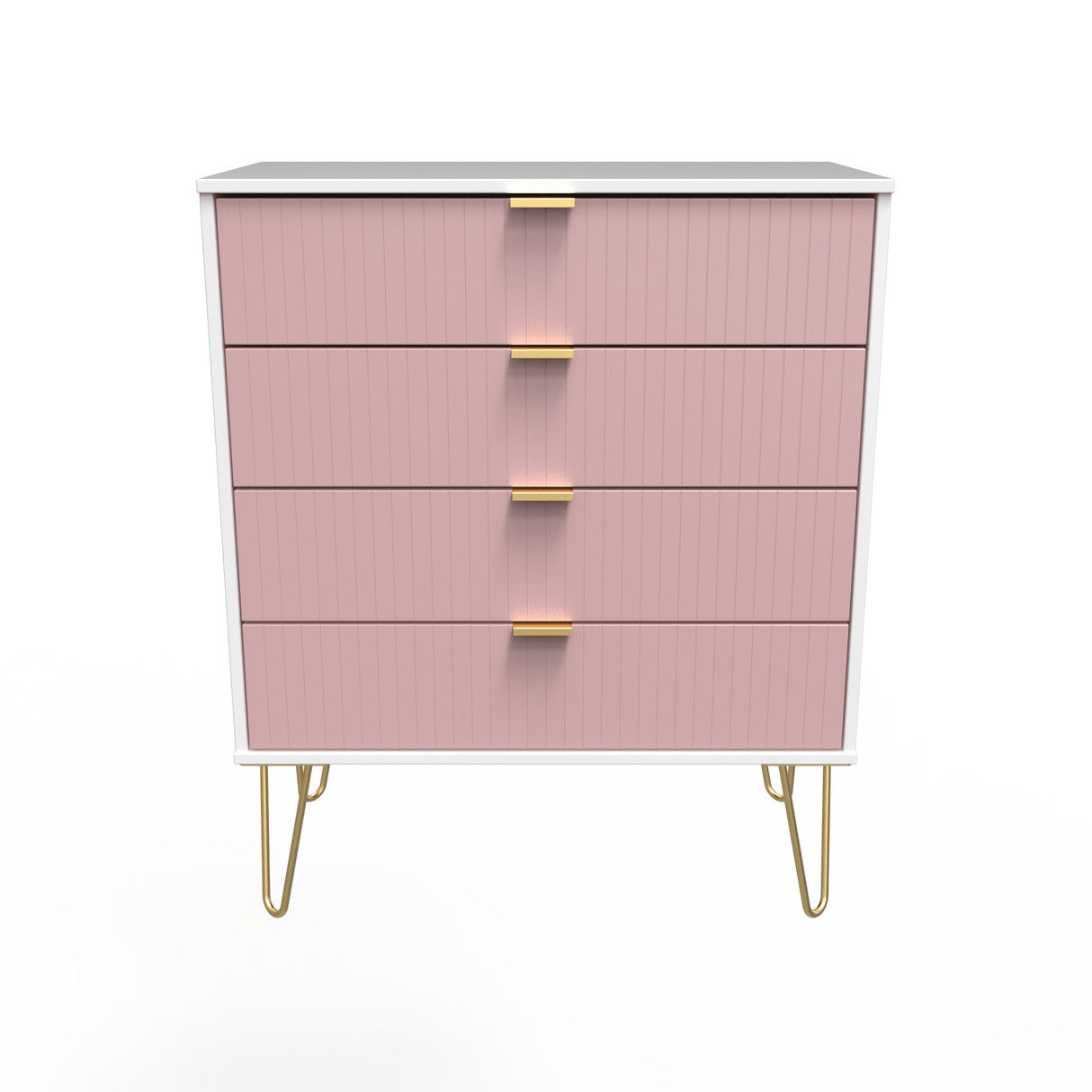 Linear 4 Drawer Chest with Gold Hairpin Legs - Welcome Furniture