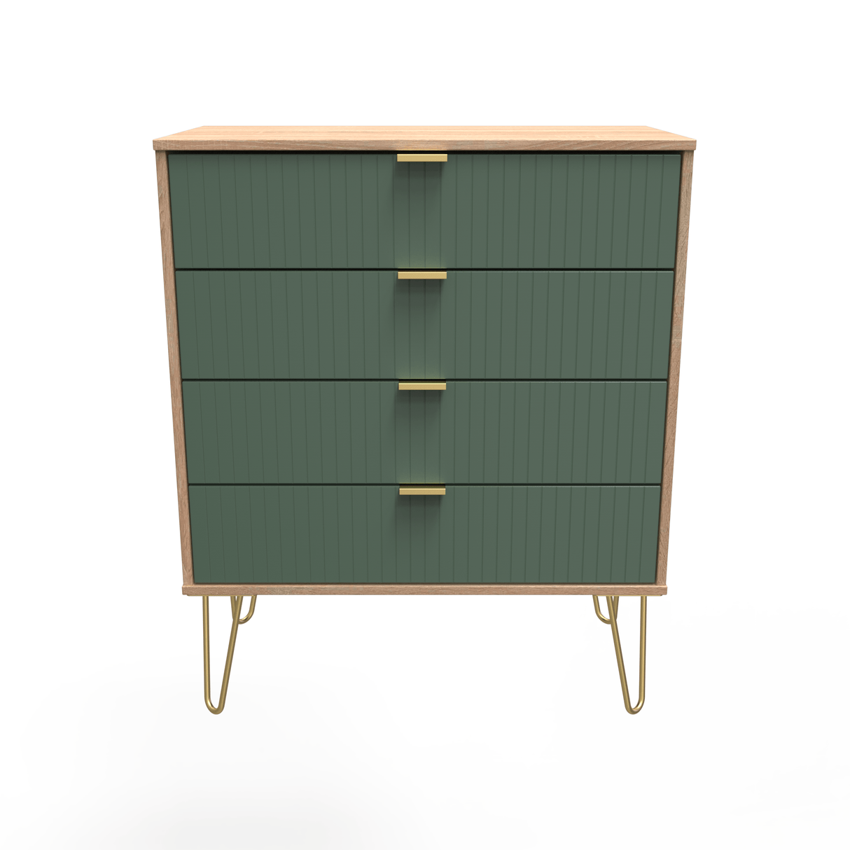 Linear 4 Drawer Chest with Gold Hairpin Legs - Welcome Furniture