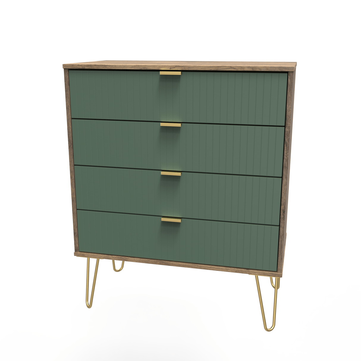 Linear 4 Drawer Chest with Gold Hairpin Legs - Welcome Furniture