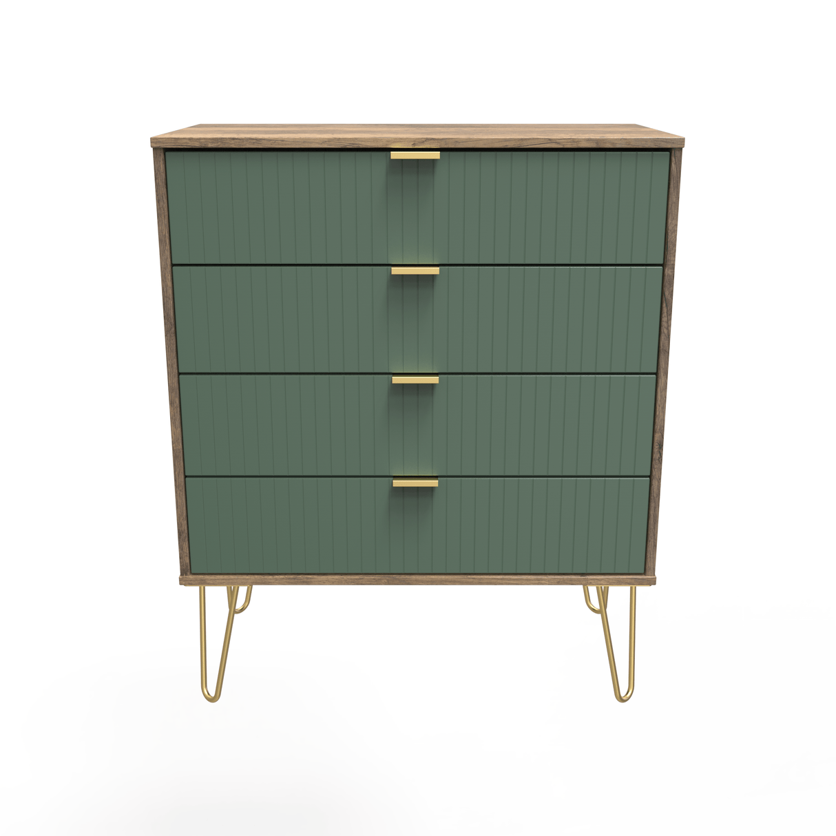 Linear 4 Drawer Chest with Gold Hairpin Legs - Welcome Furniture