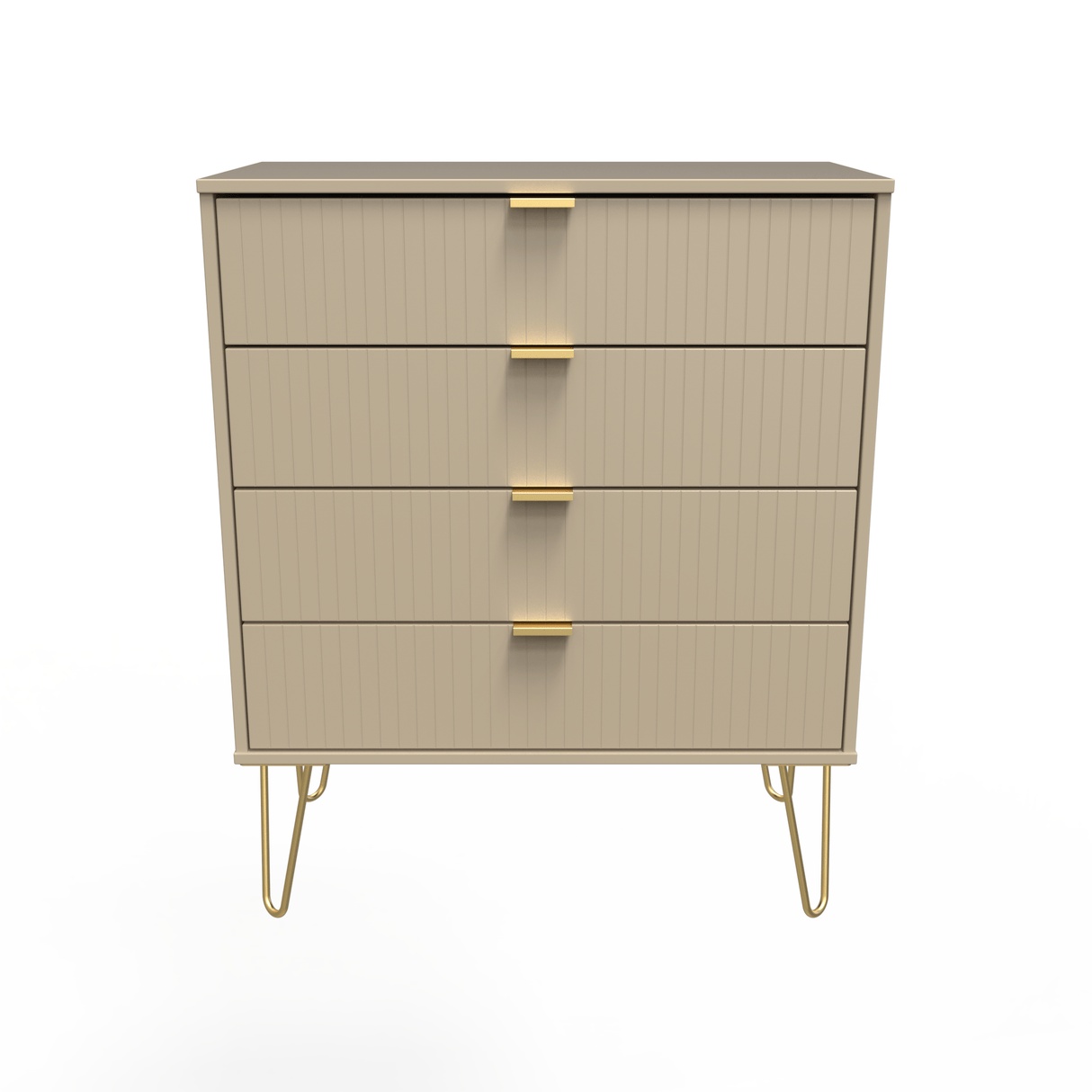 Linear 4 Drawer Chest with Gold Hairpin Legs - Welcome Furniture