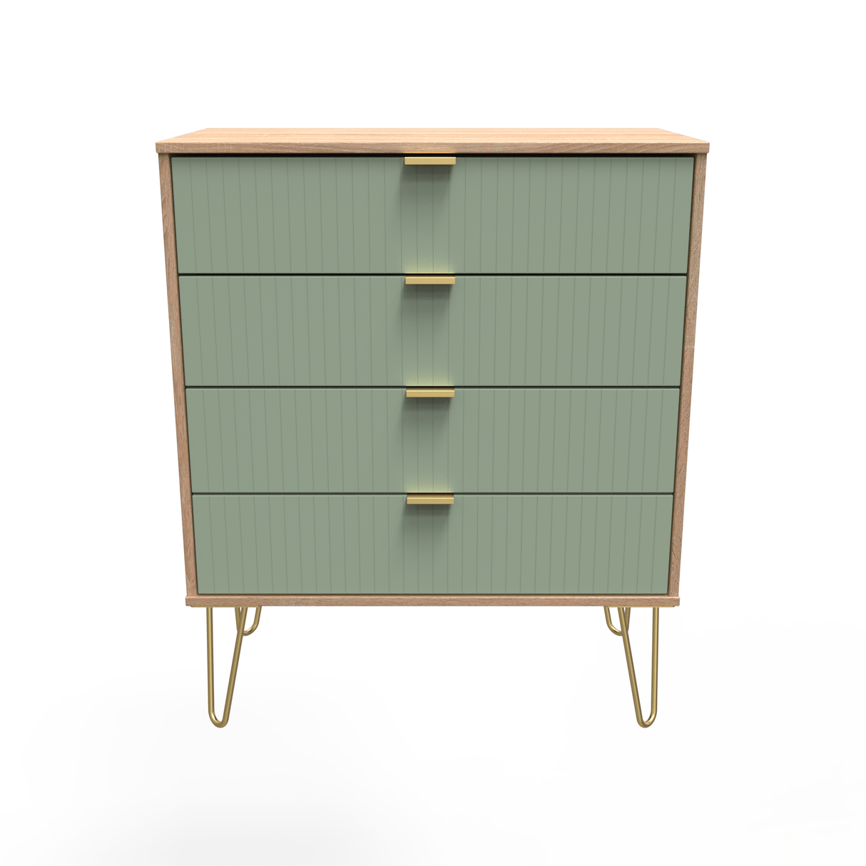 Linear 4 Drawer Chest with Gold Hairpin Legs - Welcome Furniture