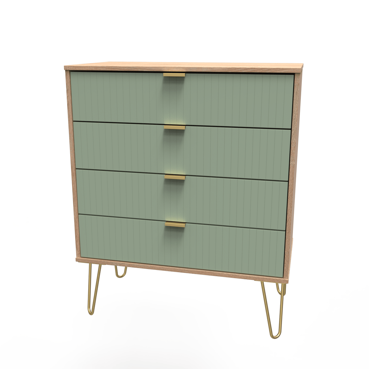 Linear 4 Drawer Chest with Gold Hairpin Legs - Welcome Furniture