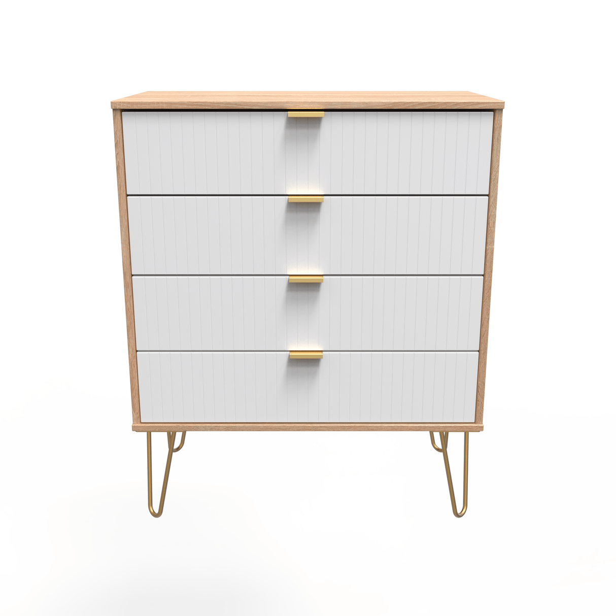 Linear 4 Drawer Chest with Gold Hairpin Legs - Welcome Furniture