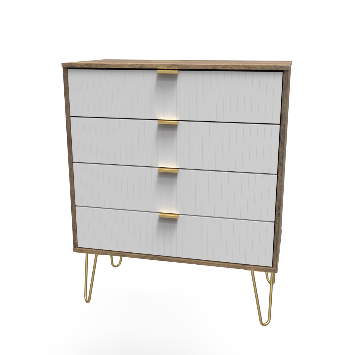 Linear 4 Drawer Chest with Gold Hairpin Legs - Welcome Furniture