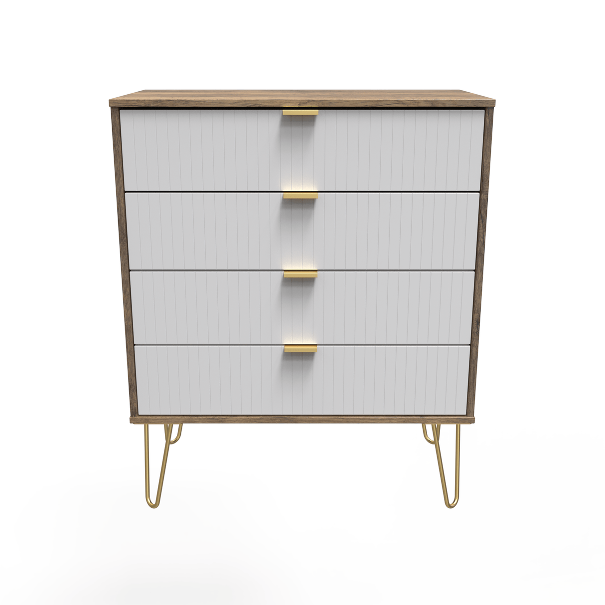 Linear 4 Drawer Chest with Gold Hairpin Legs - Welcome Furniture