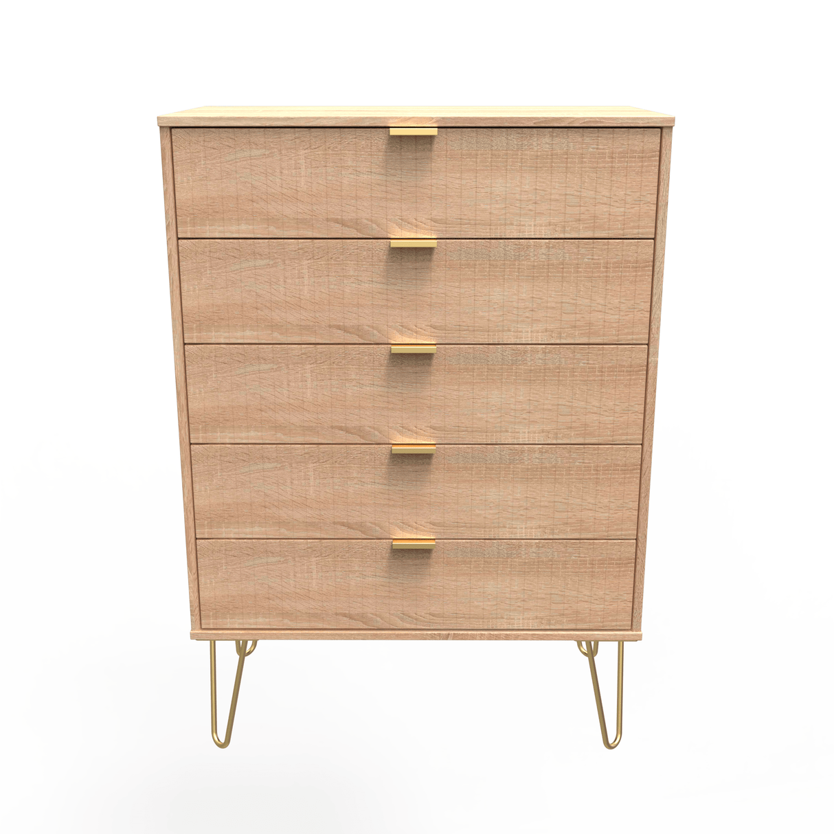 Linear 5 Drawer Chest with Gold Hairpin Legs - Welcome Furniture