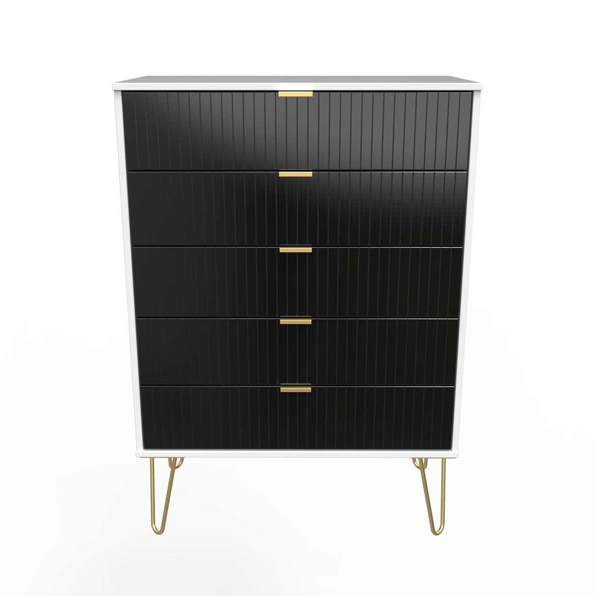 Linear 5 Drawer Chest with Gold Hairpin Legs - Welcome Furniture