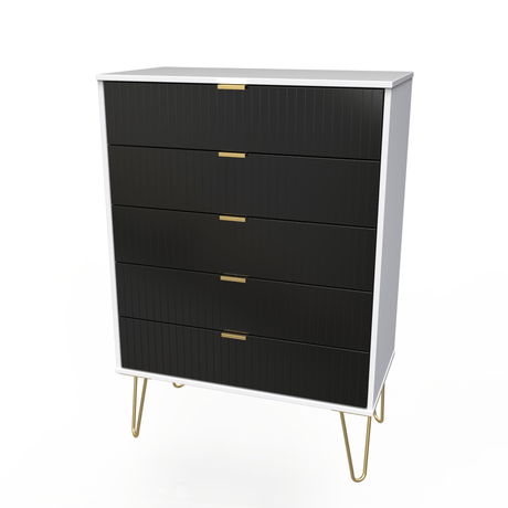 Linear 5 Drawer Chest with Gold Hairpin Legs - Welcome Furniture