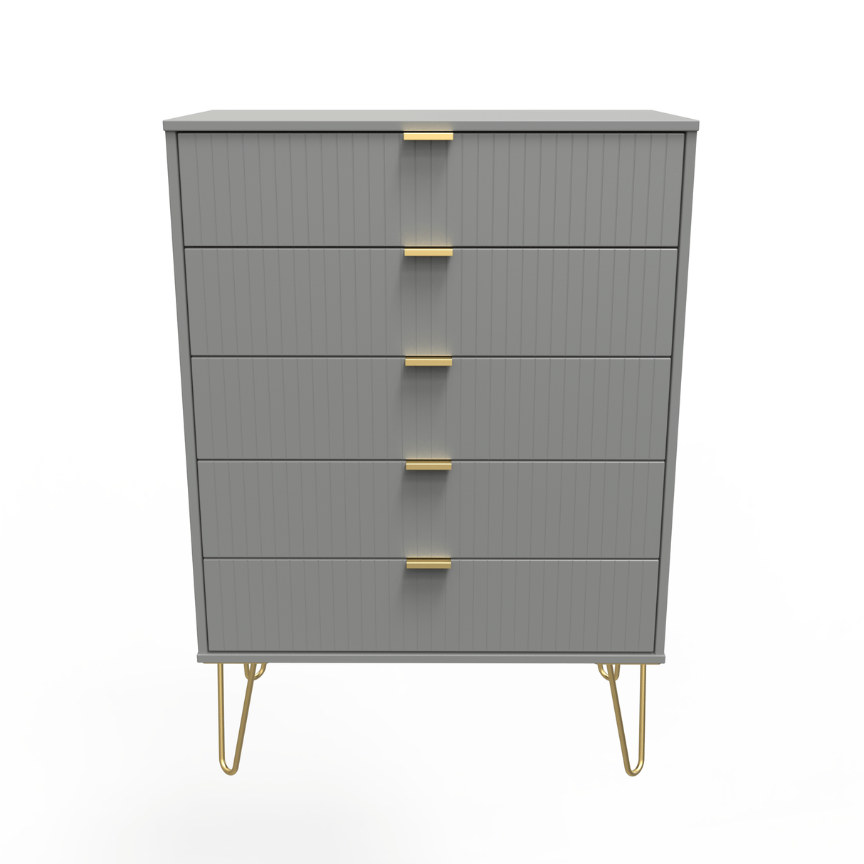 Linear 5 Drawer Chest with Gold Hairpin Legs - Welcome Furniture