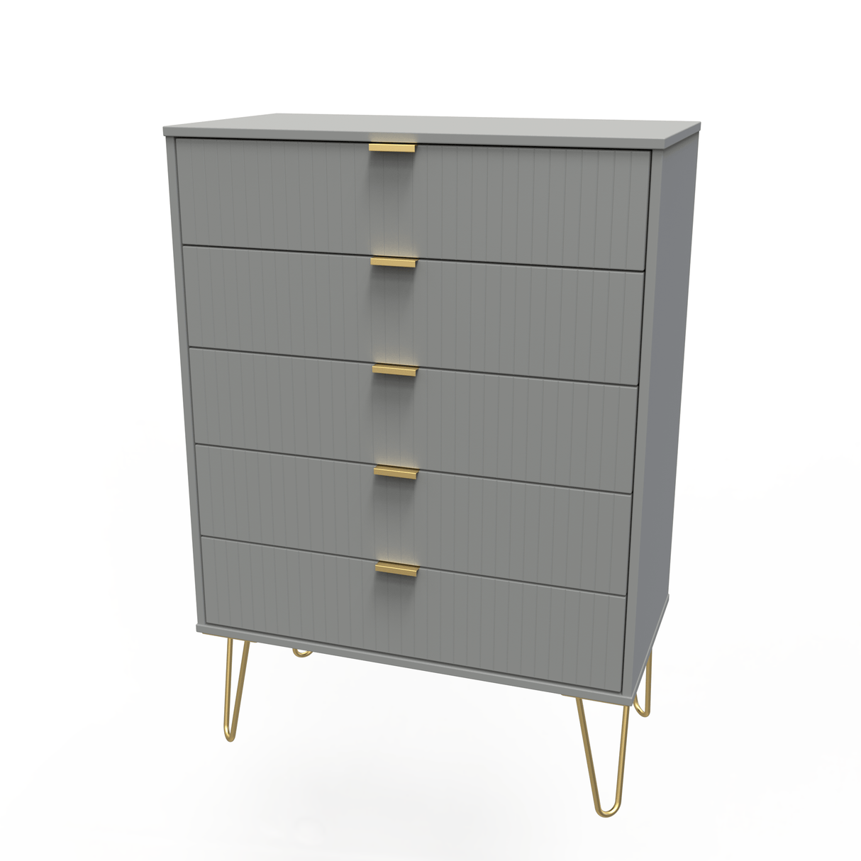 Linear 5 Drawer Chest with Gold Hairpin Legs - Welcome Furniture