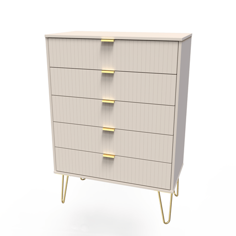Linear 5 Drawer Chest with Gold Hairpin Legs - Welcome Furniture
