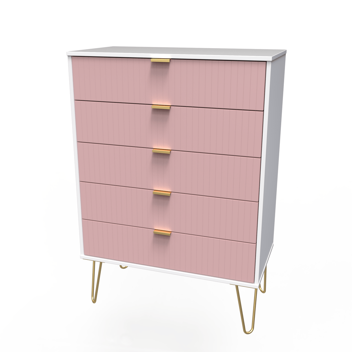 Linear 5 Drawer Chest with Gold Hairpin Legs - Welcome Furniture