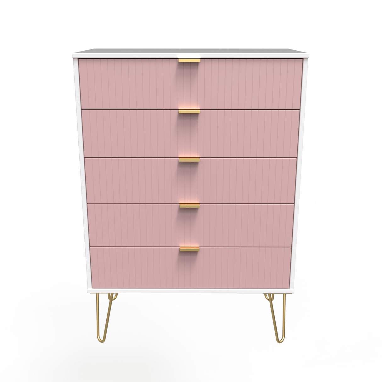 Linear 5 Drawer Chest with Gold Hairpin Legs - Welcome Furniture
