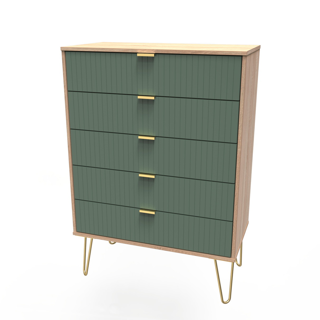 Linear 5 Drawer Chest with Gold Hairpin Legs - Welcome Furniture