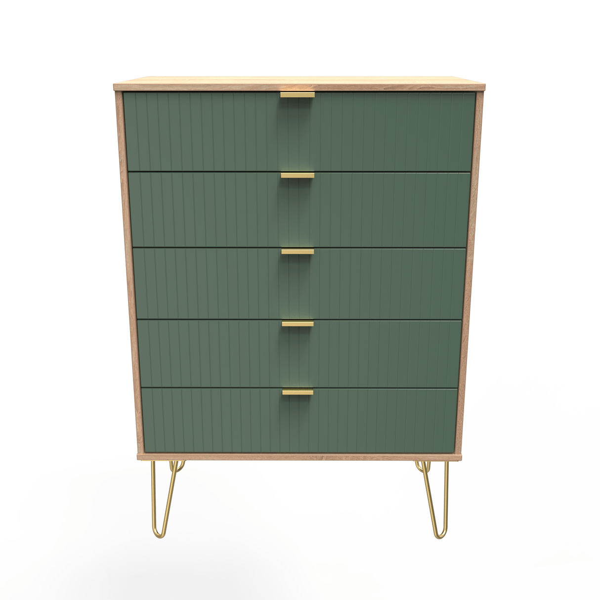Linear 5 Drawer Chest with Gold Hairpin Legs - Welcome Furniture