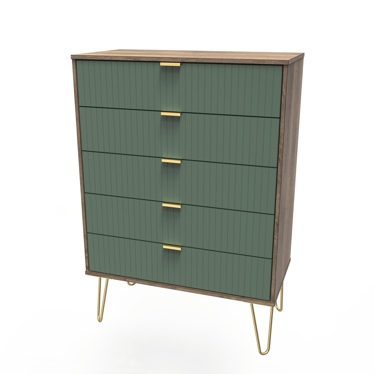 Linear 5 Drawer Chest with Gold Hairpin Legs - Welcome Furniture
