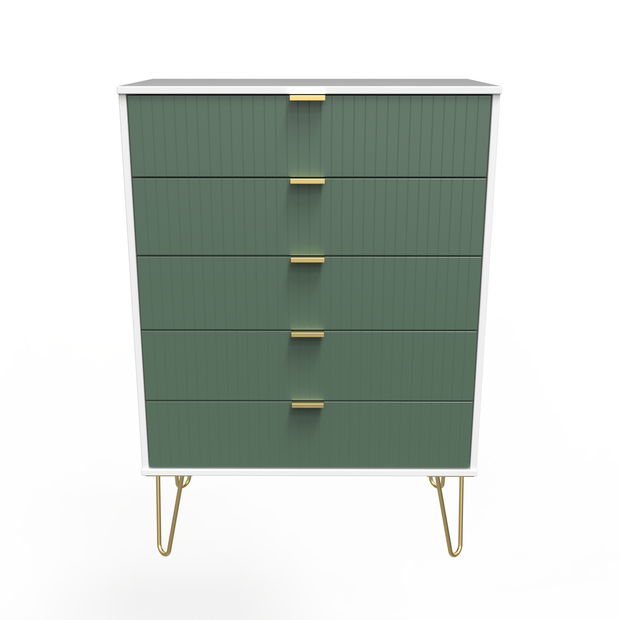 Linear 5 Drawer Chest with Gold Hairpin Legs - Welcome Furniture