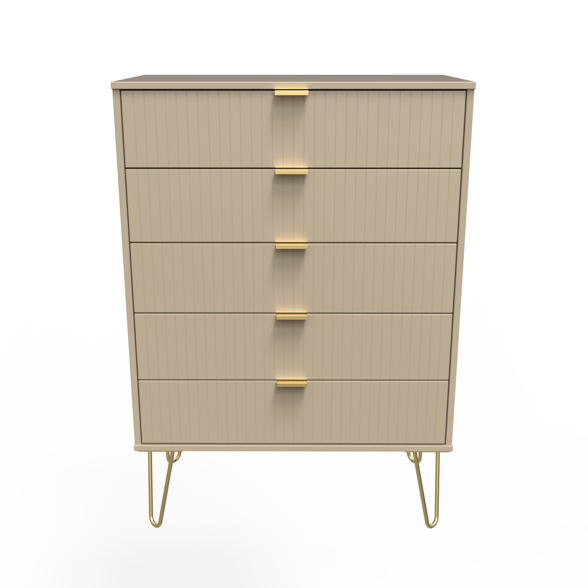Linear 5 Drawer Chest with Gold Hairpin Legs - Welcome Furniture