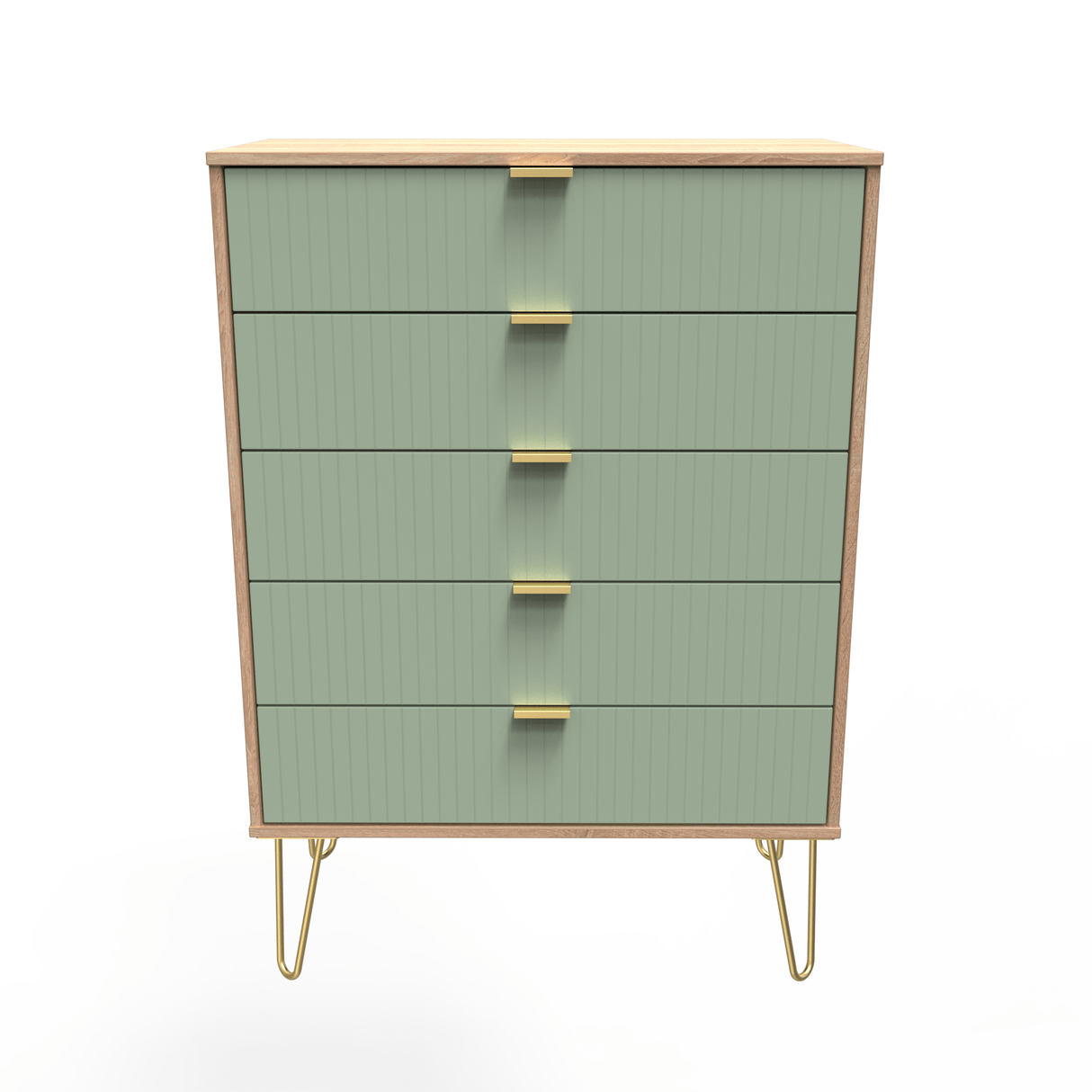 Linear 5 Drawer Chest with Gold Hairpin Legs - Welcome Furniture