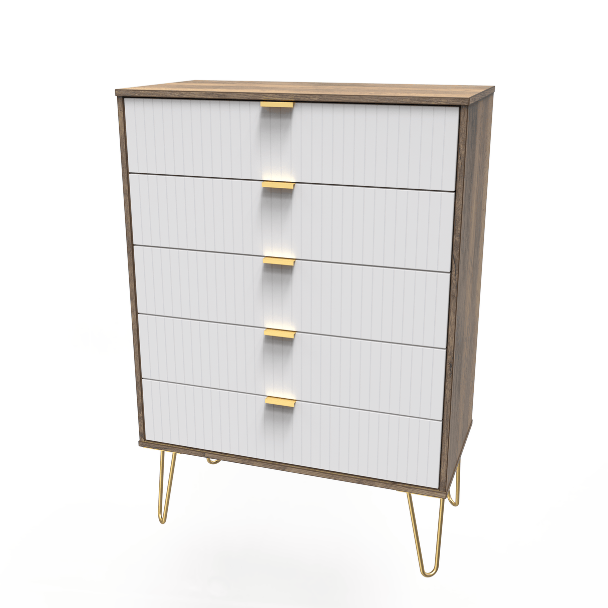 Linear 5 Drawer Chest with Gold Hairpin Legs - Welcome Furniture