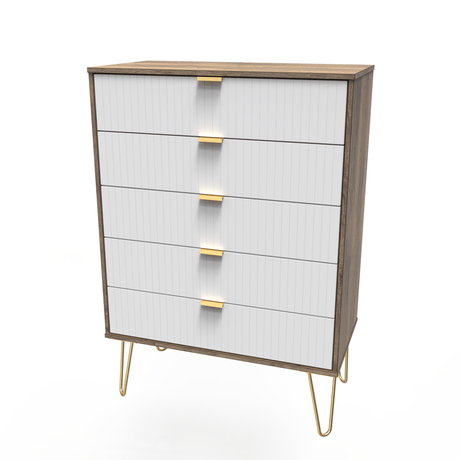 Linear 5 Drawer Chest with Gold Hairpin Legs - Welcome Furniture