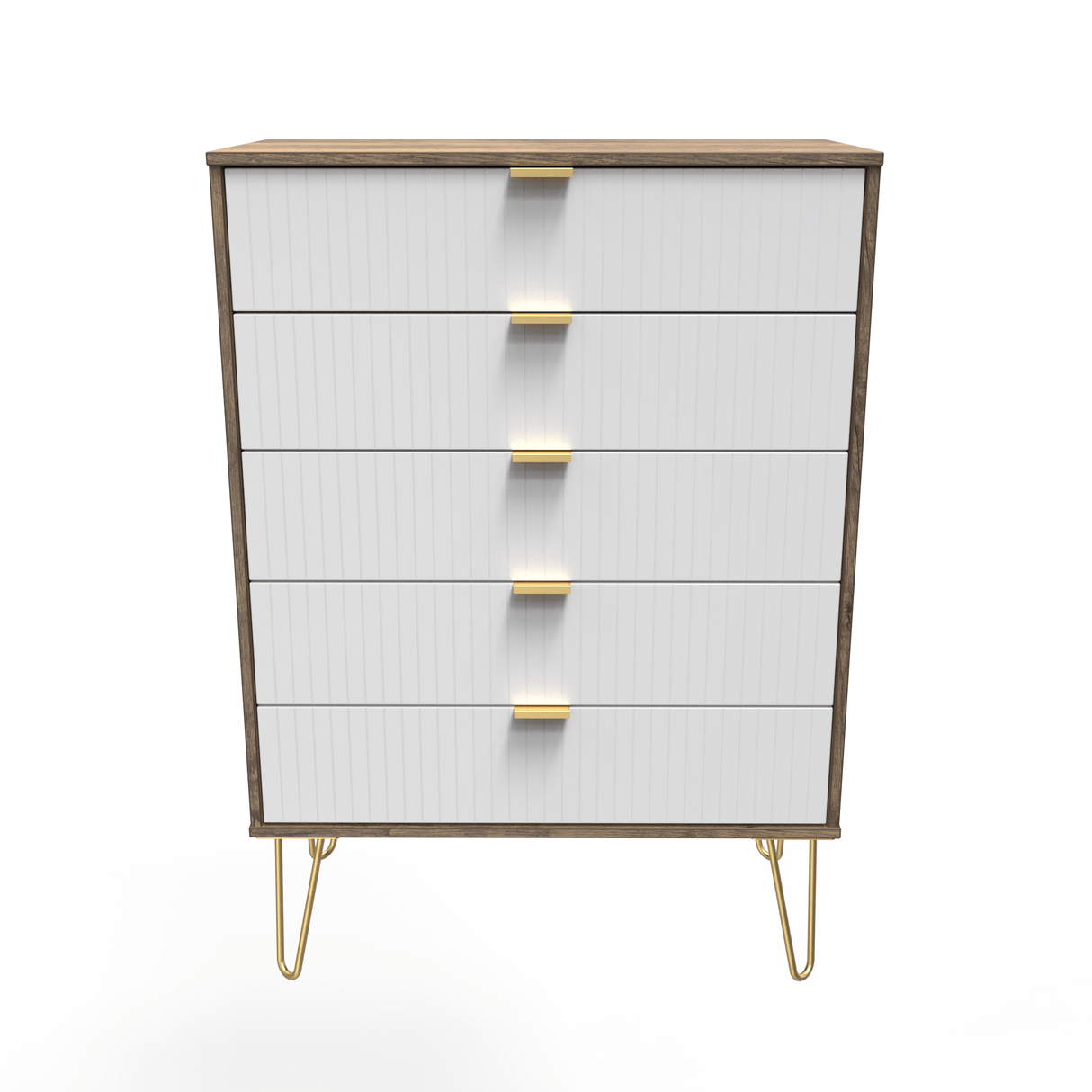 Linear 5 Drawer Chest with Gold Hairpin Legs - Welcome Furniture