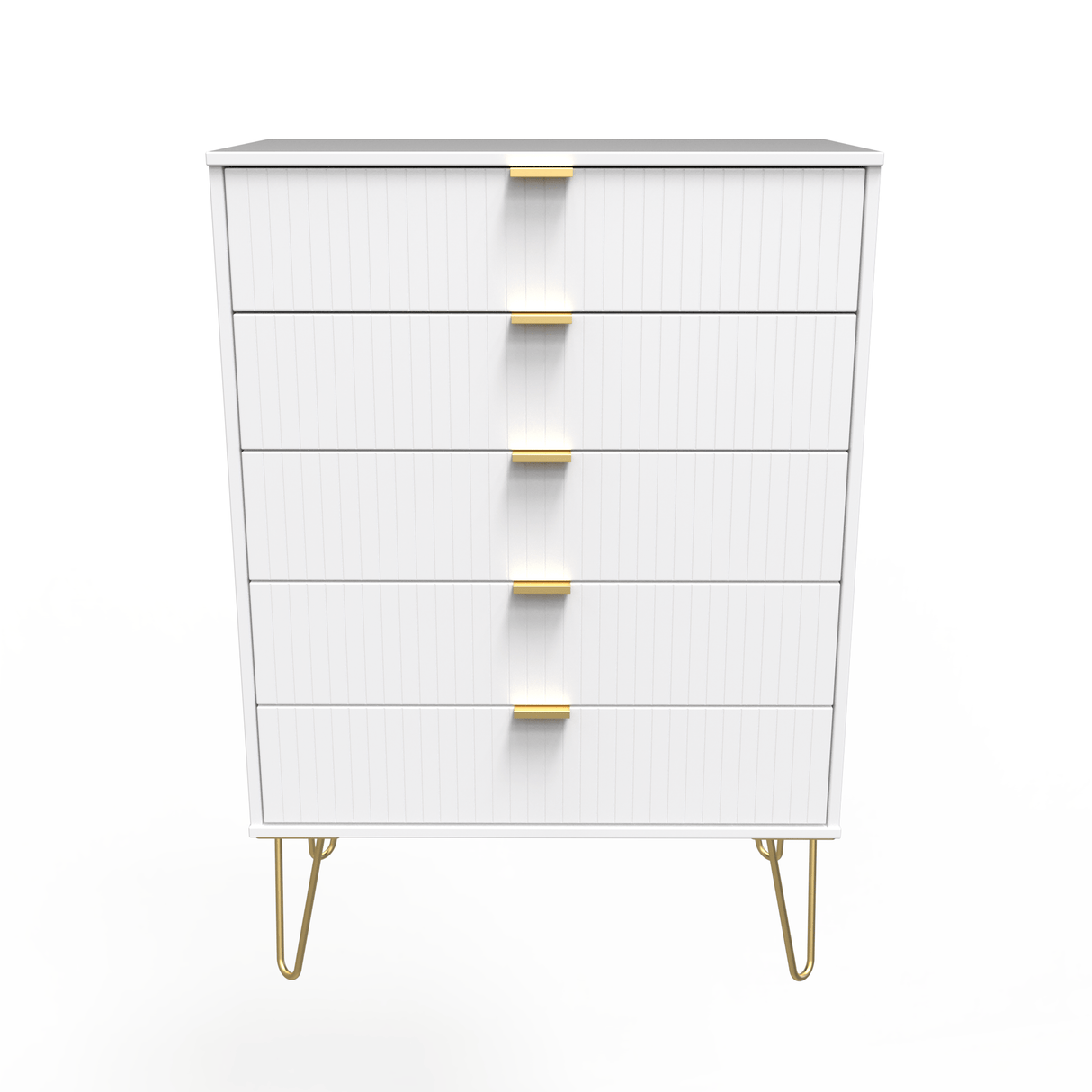 Linear 5 Drawer Chest with Gold Hairpin Legs - Welcome Furniture
