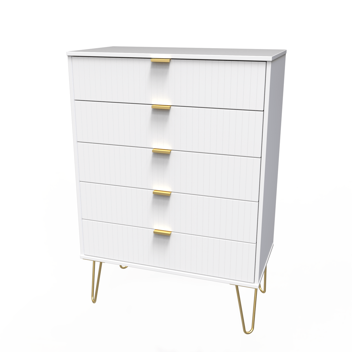 Linear 5 Drawer Chest with Gold Hairpin Legs - Welcome Furniture