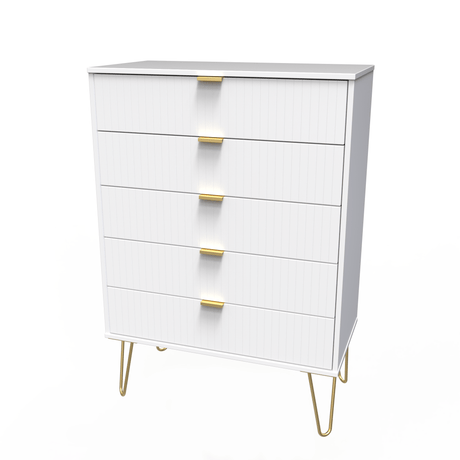 Linear 5 Drawer Chest with Gold Hairpin Legs - Welcome Furniture