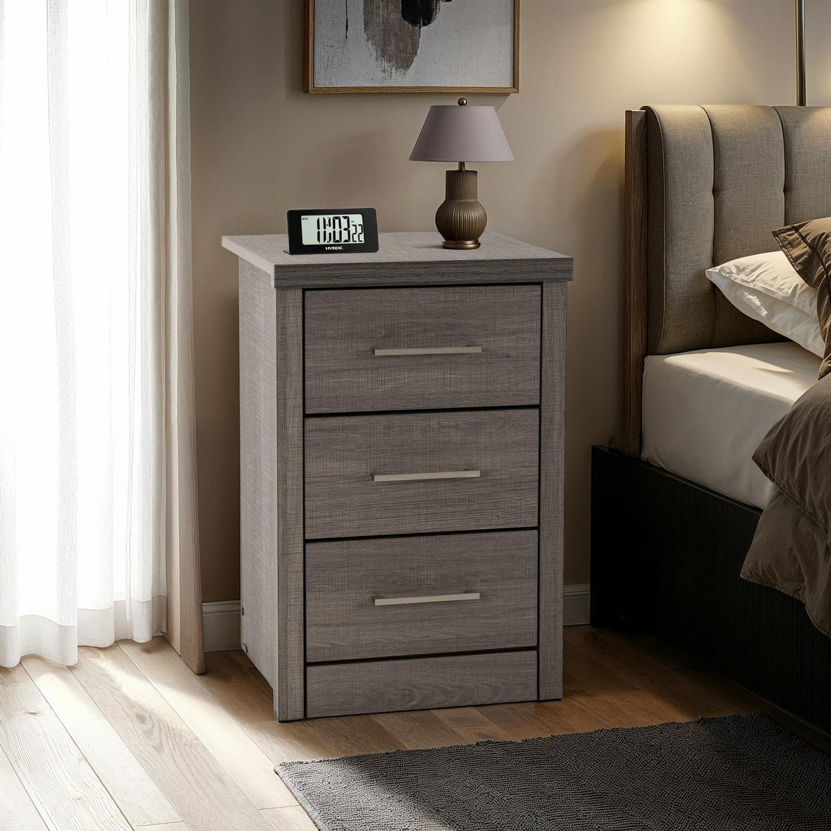 Lisbon 3 Drawer Bedside Table - Seconique