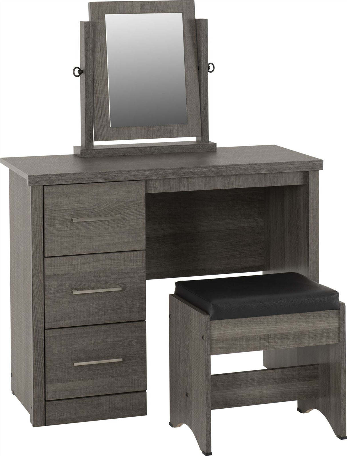Lisbon 3 Drawer Dressing Table and Stool with Mirror - Seconique