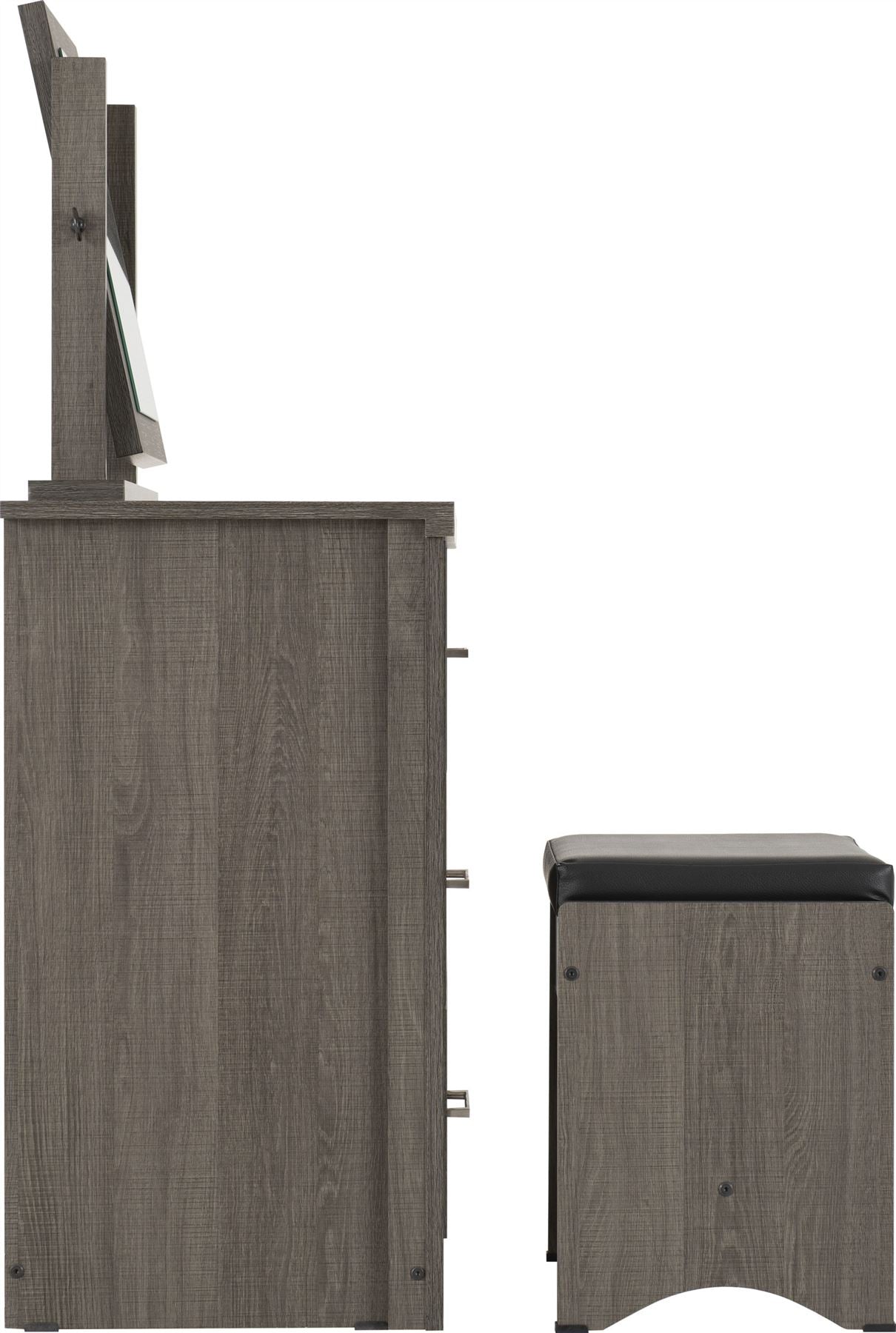 Lisbon 3 Drawer Dressing Table and Stool with Mirror - Seconique