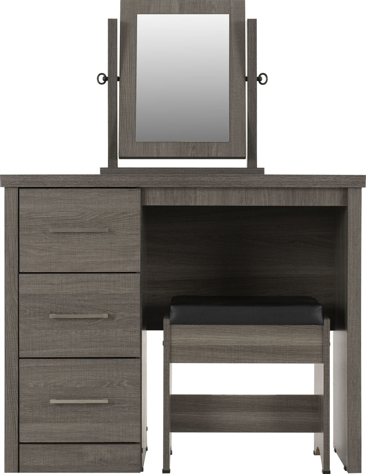 Lisbon 3 Drawer Dressing Table and Stool with Mirror - Seconique