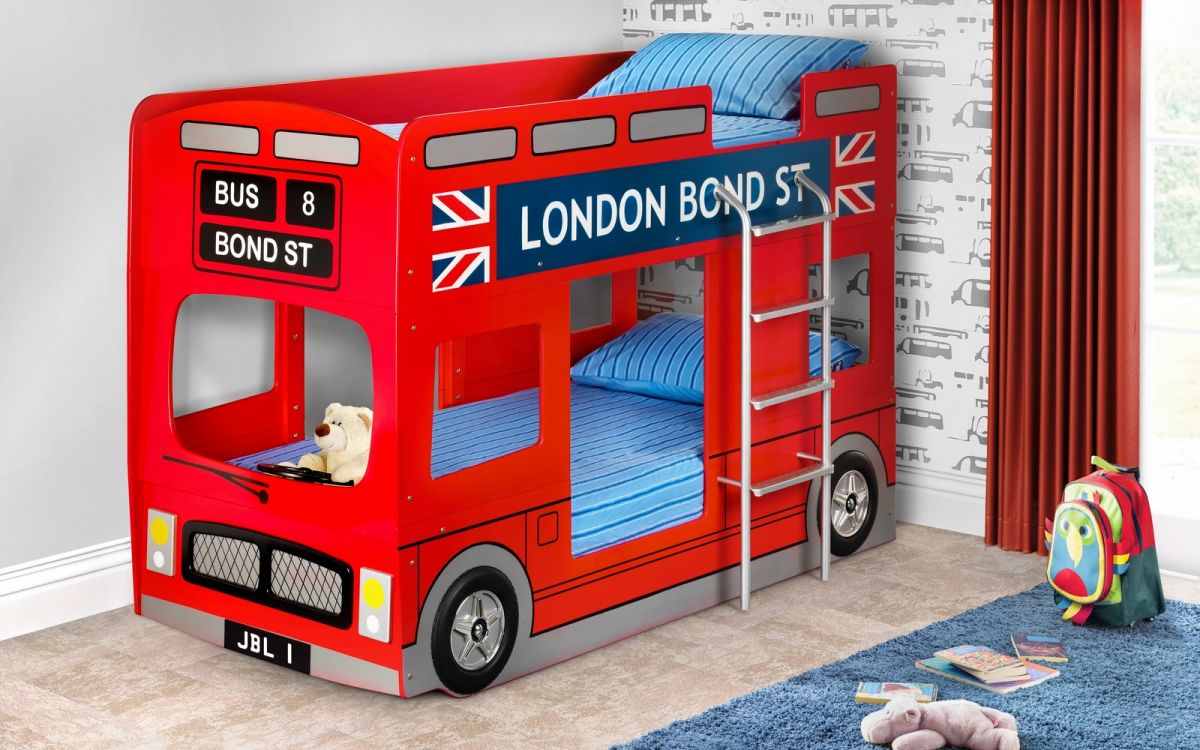 London Double Decker Bus 3ft Single Children's Bunk Bed - Julian Bowen