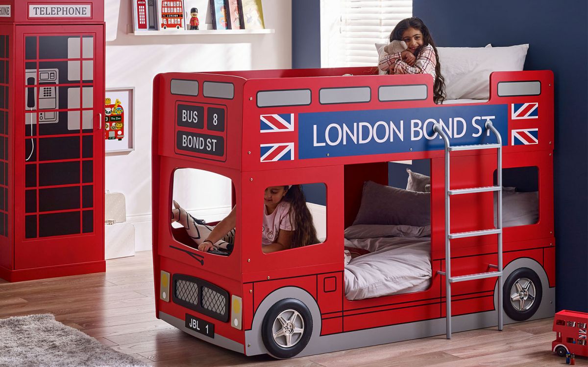 London Double Decker Bus 3ft Single Children's Bunk Bed - Julian Bowen